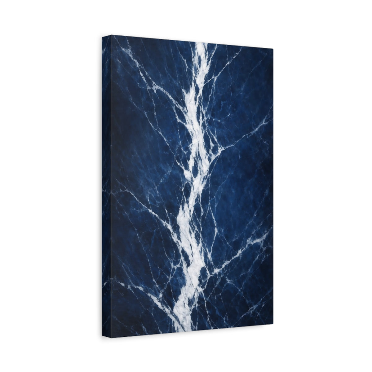 Side Mockup 4. Abstract Marble Texture Blue Marble shown as stretched canvas wall art