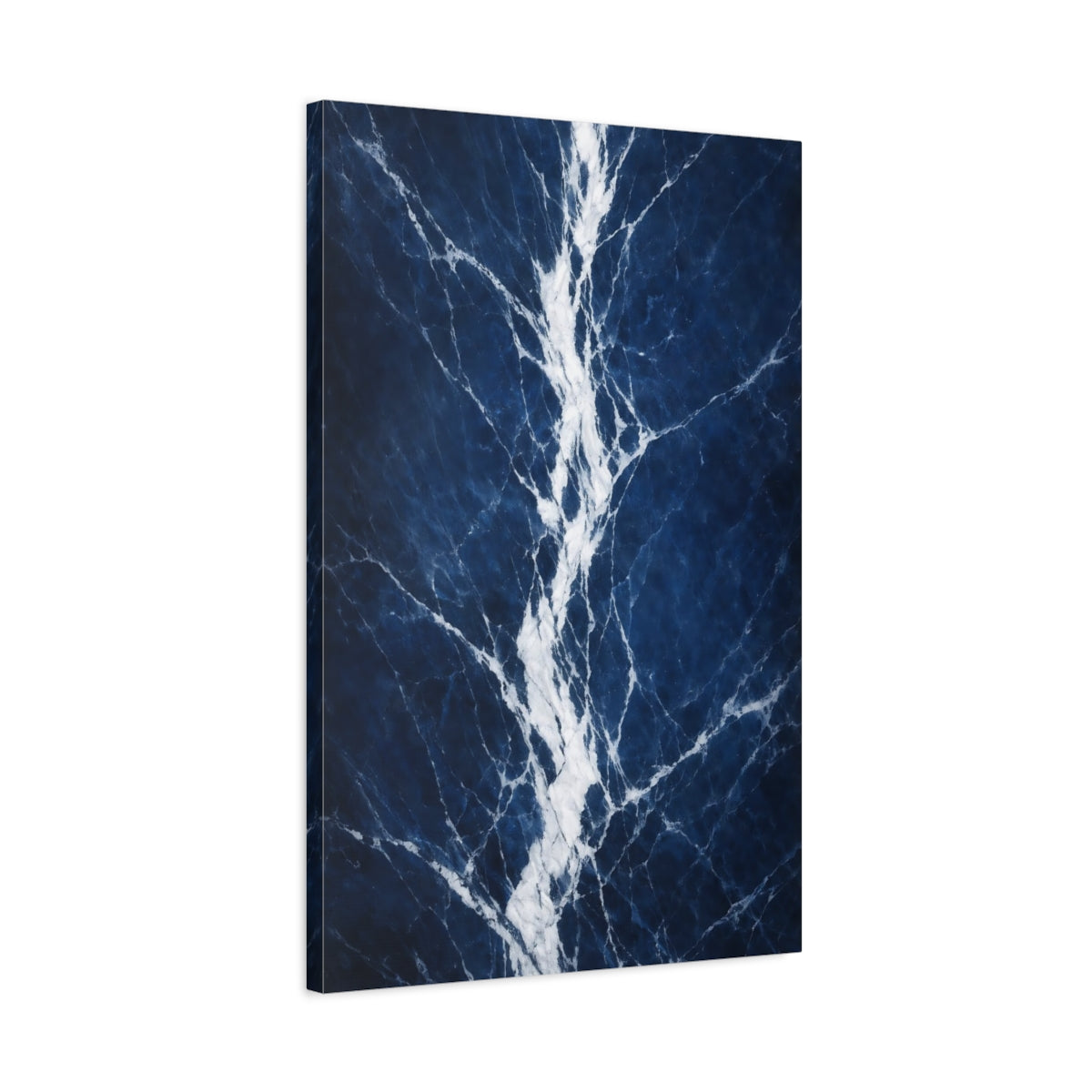 Side Mockup 2. Abstract Marble Texture Blue Marble shown as stretched canvas wall art