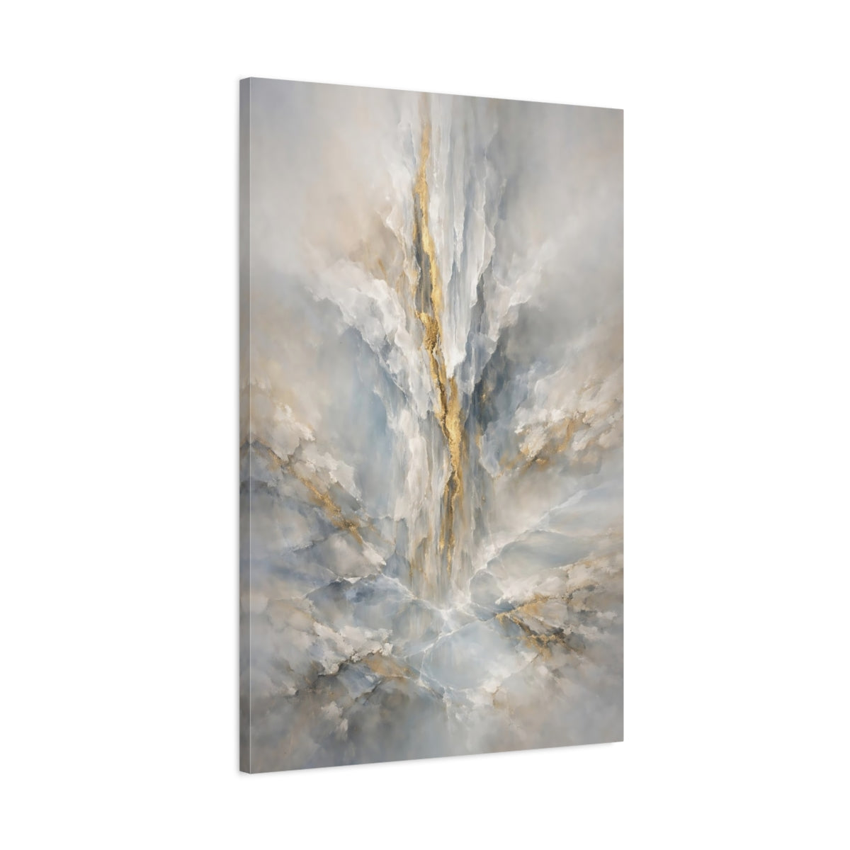 Side Mockup 1. Abstract Marble Texture Blue Gold Abstract shown as stretched canvas wall art