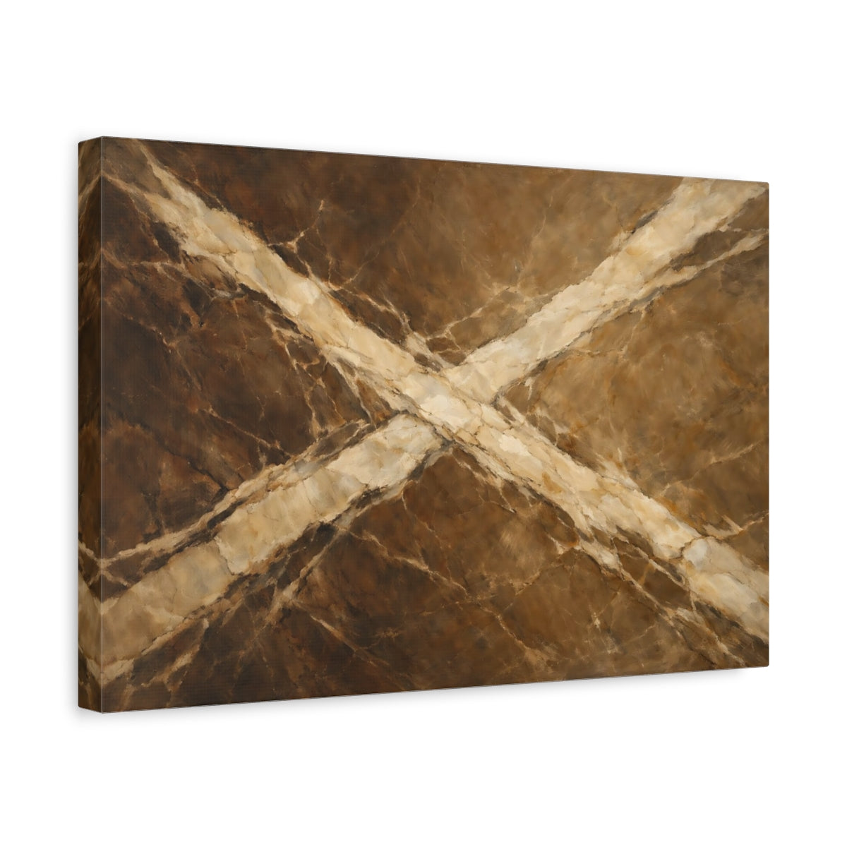 Side Mockup 4. Abstract Marble Texture Brown Marble shown as stretched canvas wall art