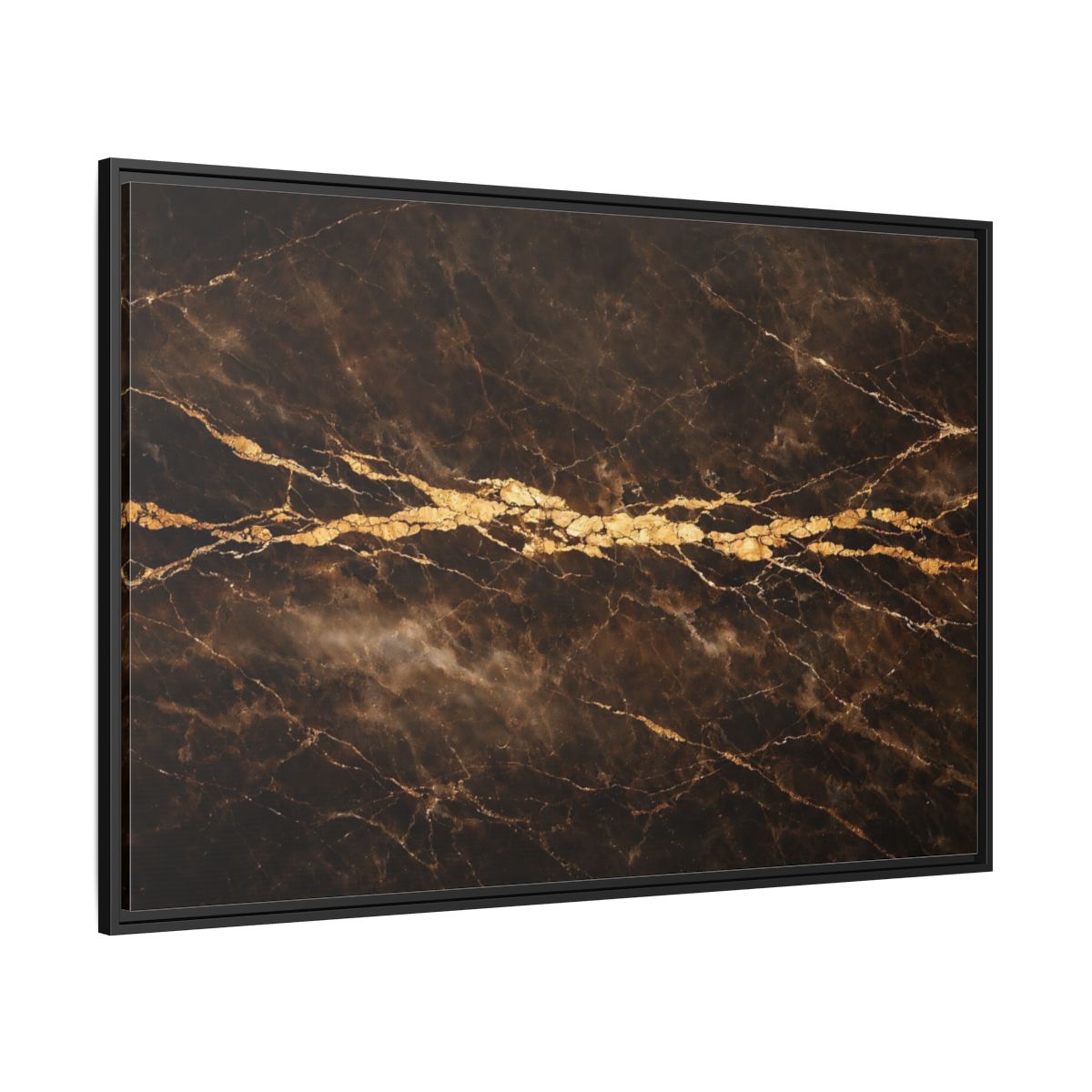 Side Mockup 12. Abstract Marble Texture Brown Gold Marble shown as stretched canvas wall art