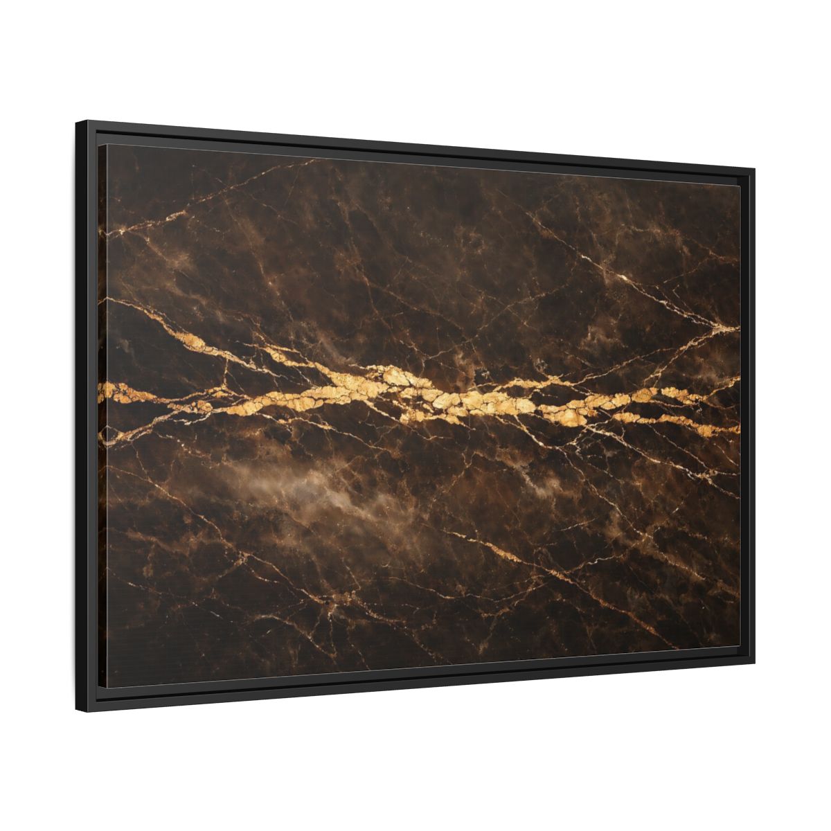 Side Mockup 13. Abstract Marble Texture Brown Gold Marble shown as stretched canvas wall art