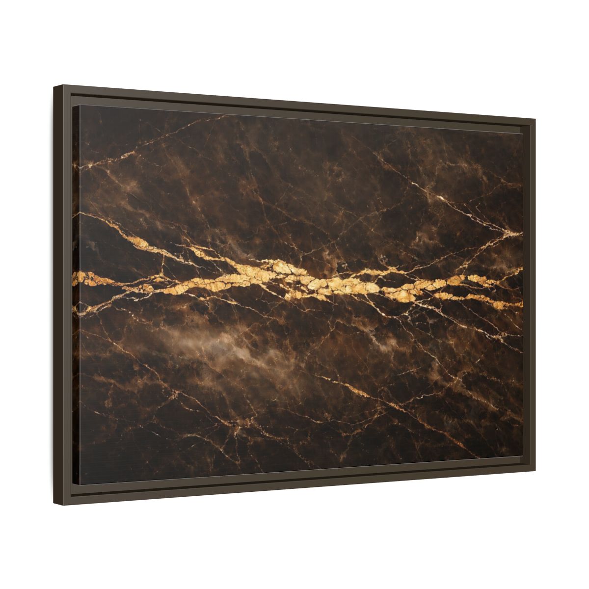 Side Mockup 11. Abstract Marble Texture Brown Gold Marble shown as stretched canvas wall art