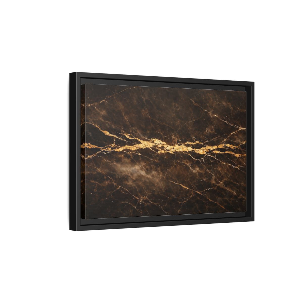 Side Mockup 6. Abstract Marble Texture Brown Gold Marble shown as stretched canvas wall art