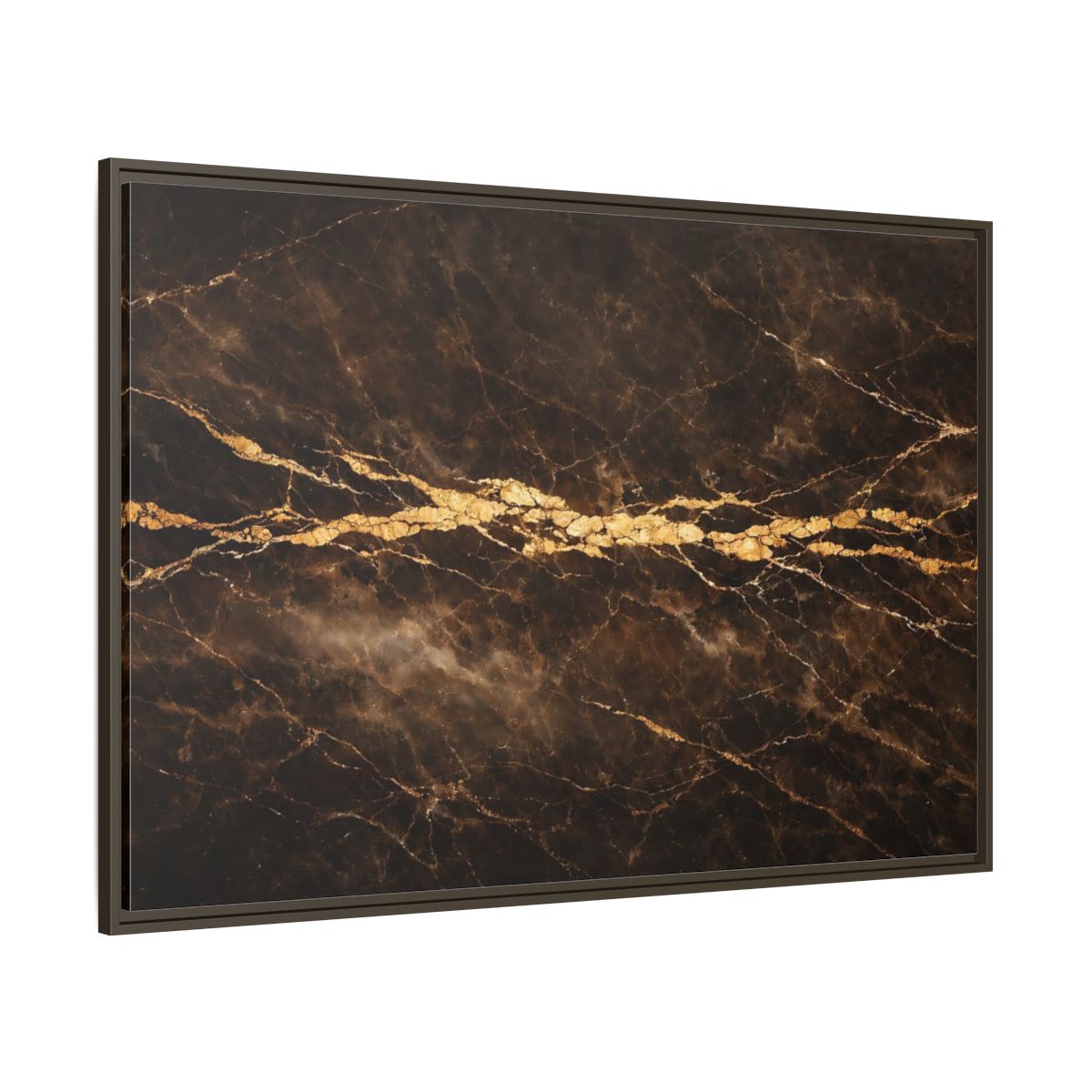 Main Mockup. Abstract Marble Texture Brown Gold Marble shown as stretched canvas wall art
