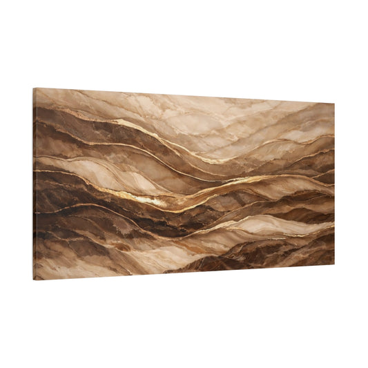 Main Mockup. Abstract Marble Texture Brown Gold Marble shown as stretched canvas wall art