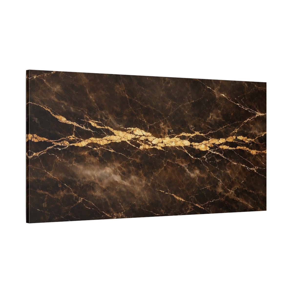 Main Mockup. Abstract Marble Texture Brown Gold Marble shown as stretched canvas wall art