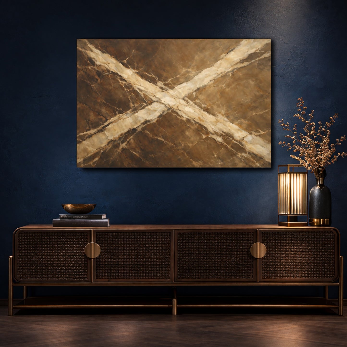 Mockup 4. Abstract Marble Texture Brown Marble shown as stretched canvas wall art