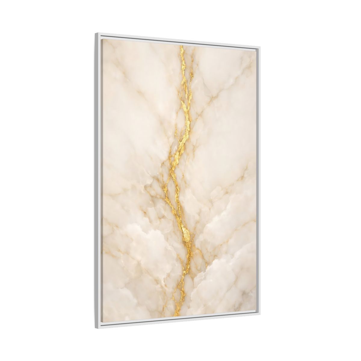 Side Mockup 7. Abstract Marble Texture Cream And Gold shown as stretched canvas wall art