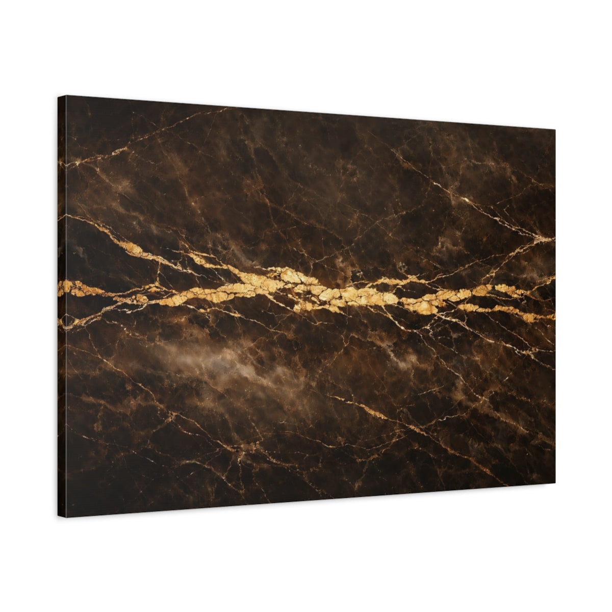 Side Mockup 1. Abstract Marble Texture Dark Gold Marble shown as stretched canvas wall art