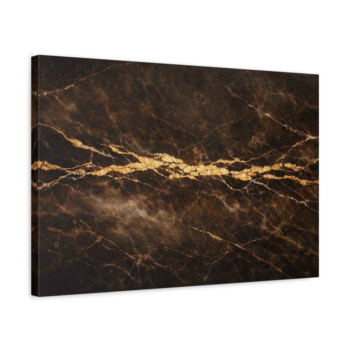 Side Mockup 3. Abstract Marble Texture Dark Gold Marble shown as stretched canvas wall art