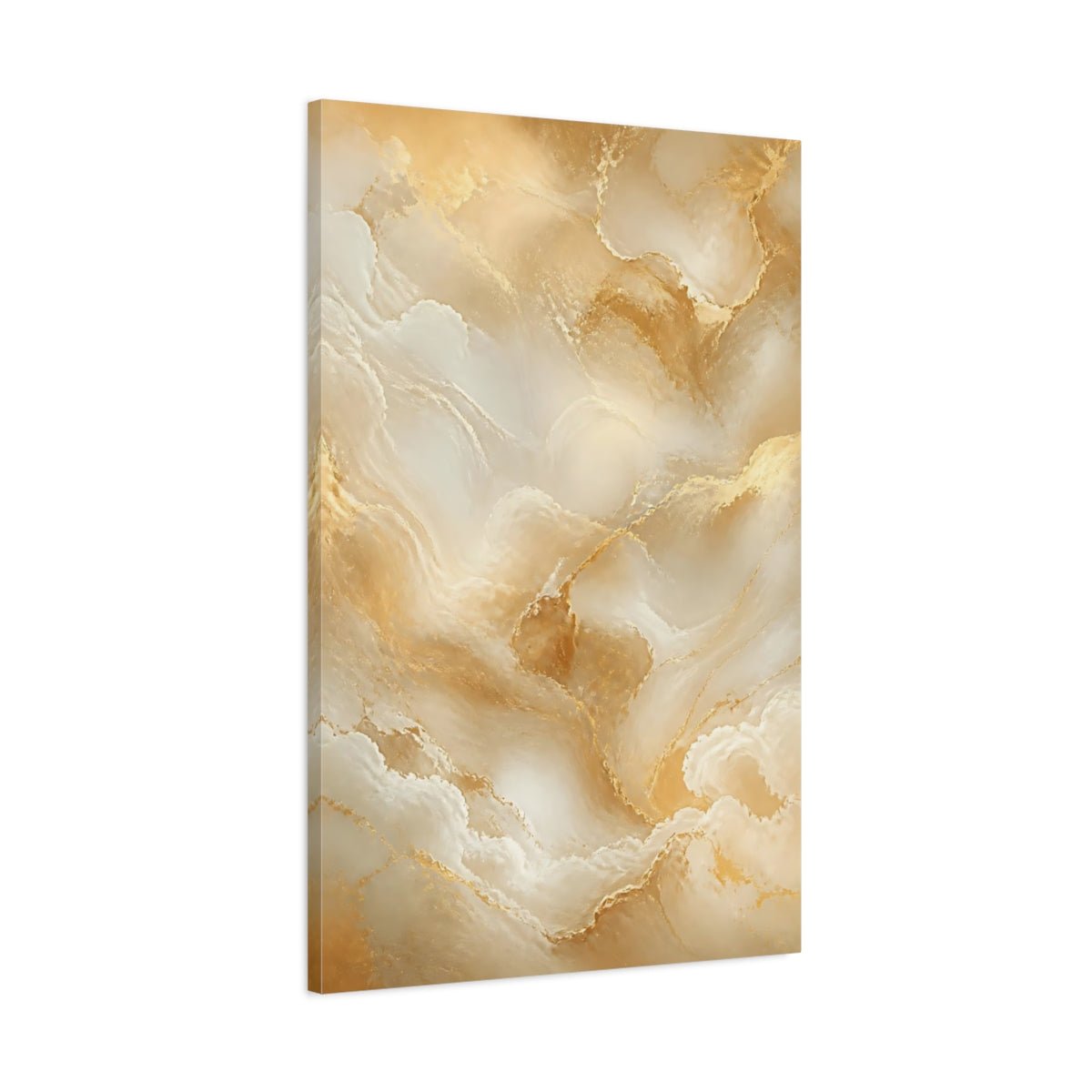 Abstract Marble Texture Gold And Cream Canvas Wall Art Print – Living Room, Above Console Table - YesArtYes