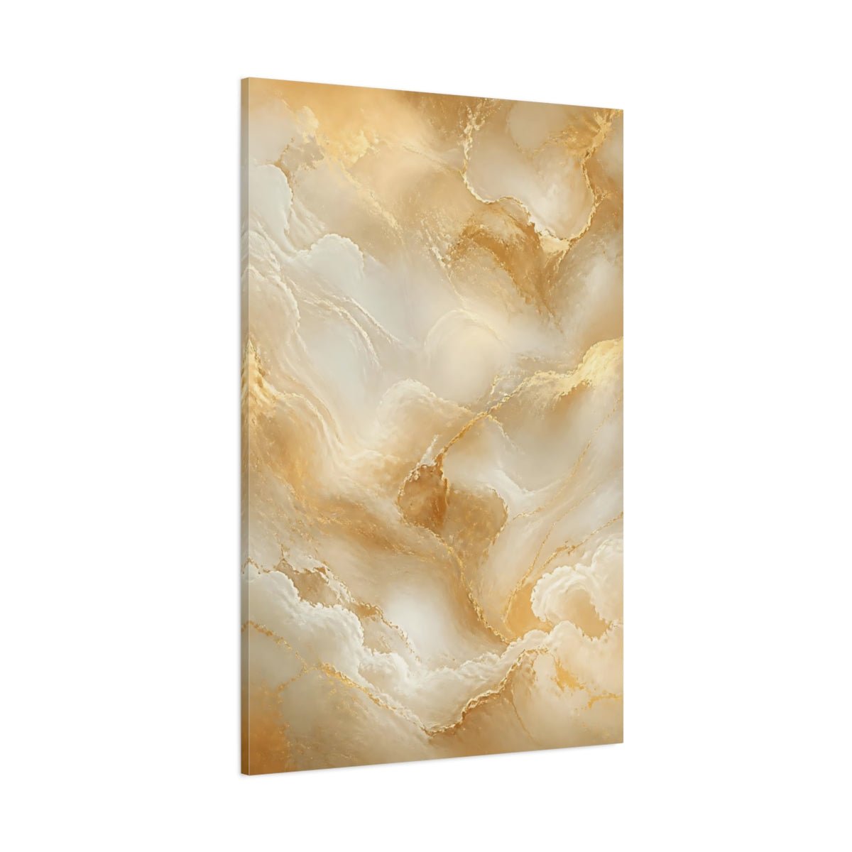 Abstract Marble Texture Gold And Cream Canvas Wall Art Print – Living Room, Above Console Table - YesArtYes
