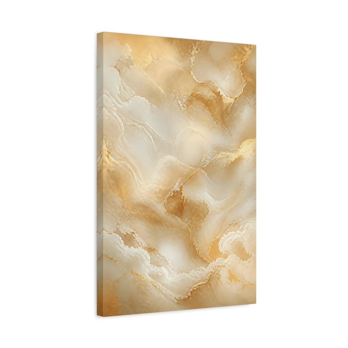 Abstract Marble Texture Gold And Cream Canvas Wall Art Print – Living Room, Above Console Table - YesArtYes