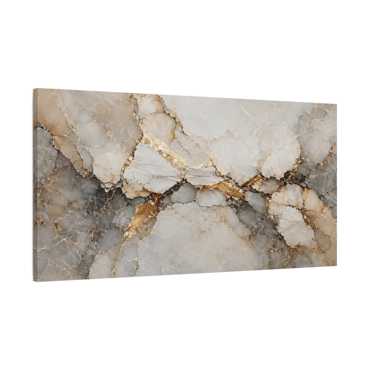 Main Mockup. Abstract Marble Texture Gold And Gray shown as stretched canvas wall art