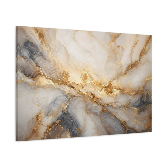Main Mockup. Abstract Marble Texture Gold And Gray shown as stretched canvas wall art