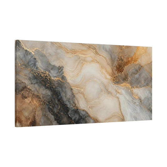 Main Mockup. Abstract Marble Texture Gold And Grey shown as stretched canvas wall art