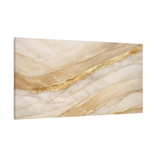 Main Mockup. Abstract Marble Texture Gold And White Marble shown as stretched canvas wall art