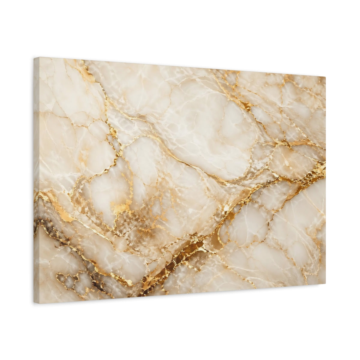 Side Mockup 2. Abstract Marble Texture Gold Marble shown as stretched canvas wall art