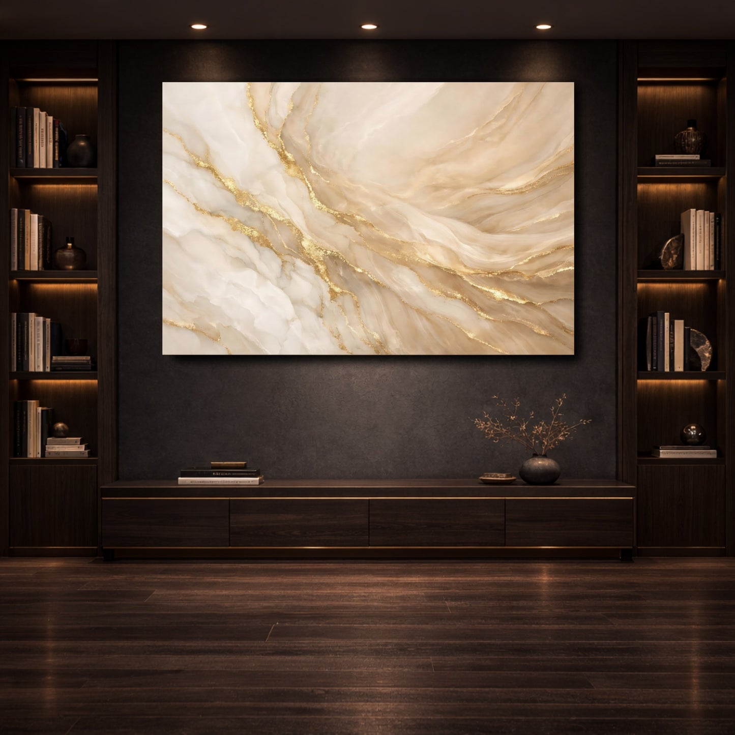 Mockup 3. Abstract Marble Texture Gold Marble Abstract shown as stretched canvas wall art