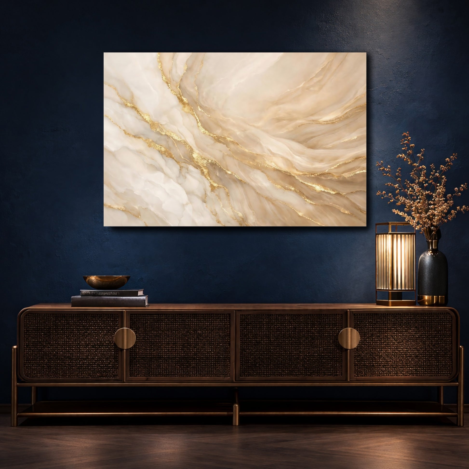 Mockup 4. Abstract Marble Texture Gold Marble Abstract shown as stretched canvas wall art
