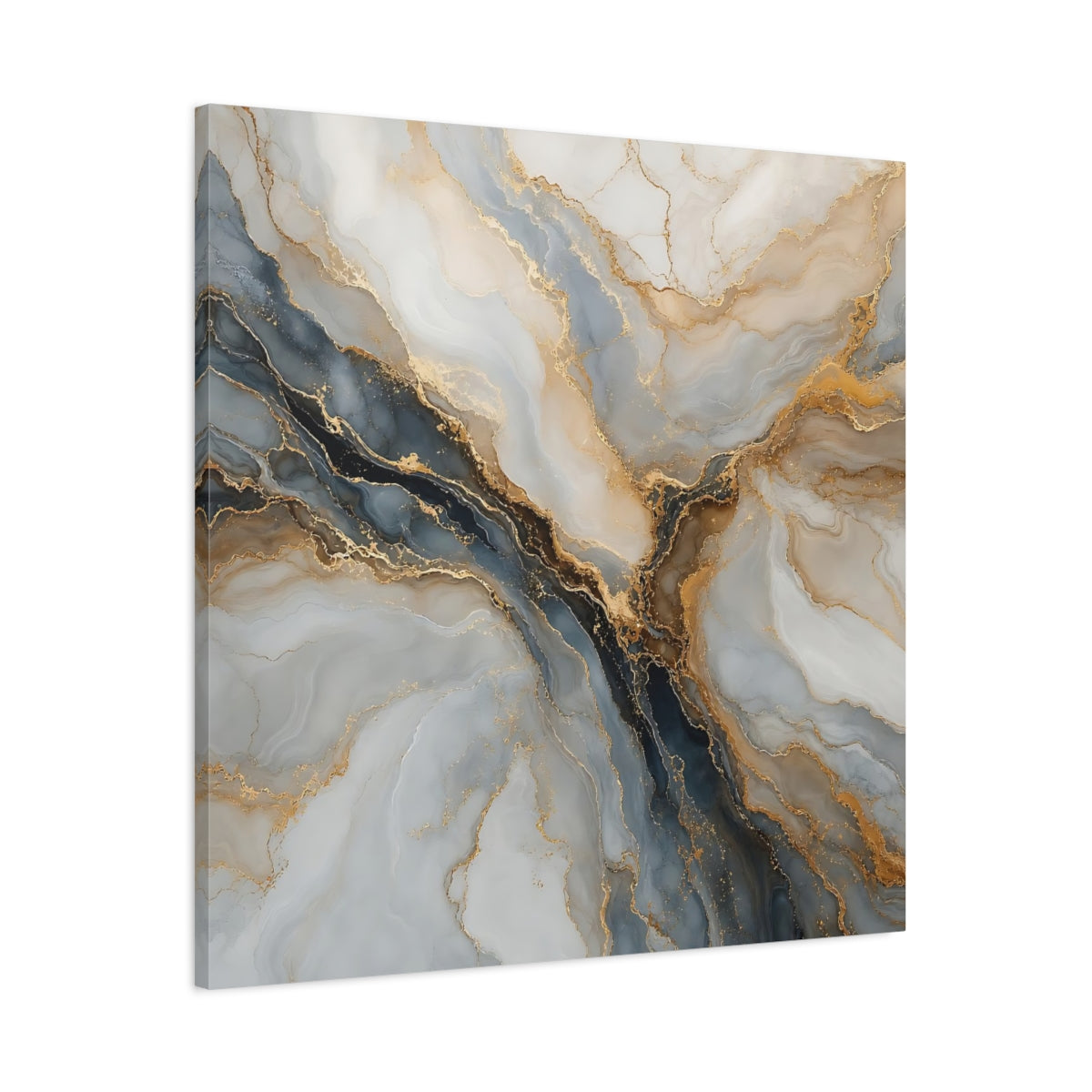 Main Mockup. Abstract Marble Texture Gray Gold Marble shown as stretched canvas wall art