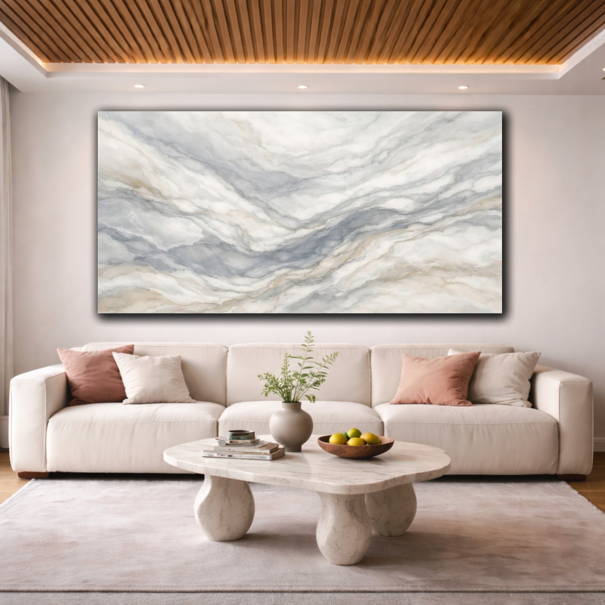 Mockup 3. Abstract Marble Texture Gray Marble Pattern shown as stretched canvas wall art