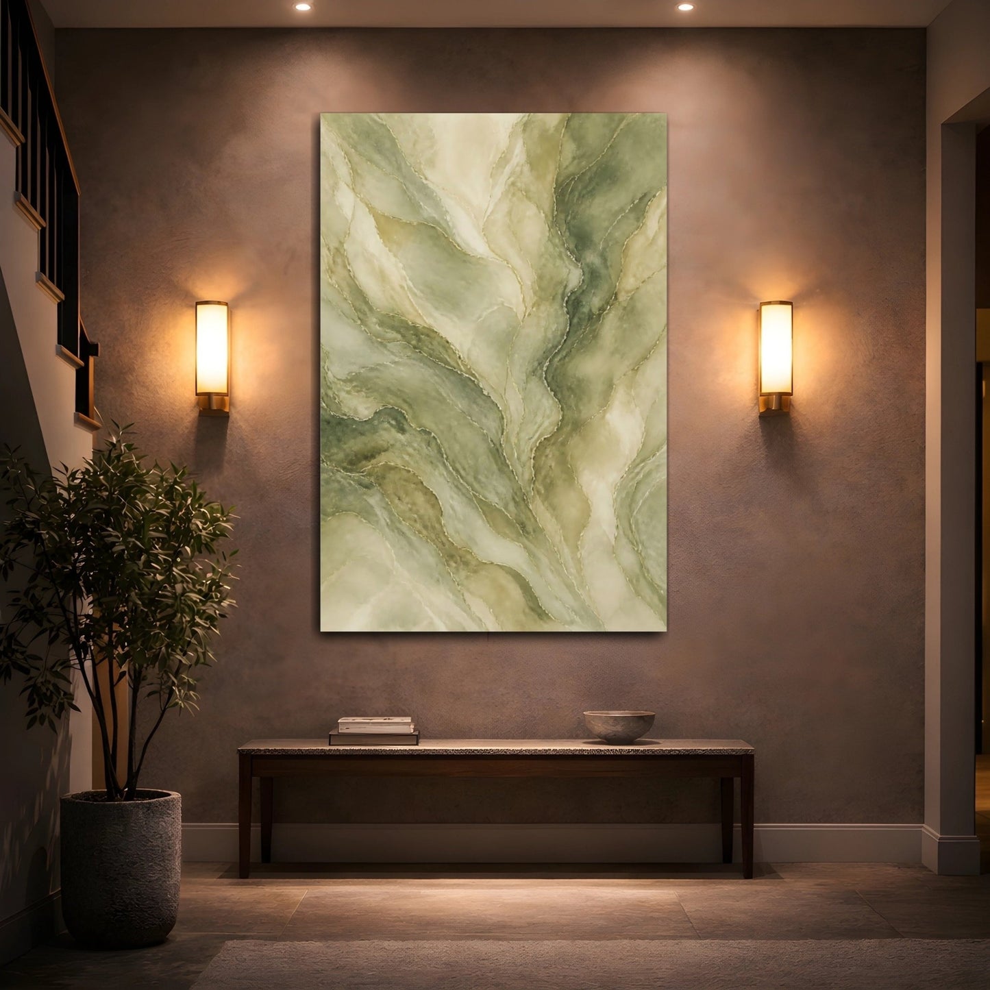 Abstract Marble Texture Green Canvas Print – Living Room, Above Sofa - YesArtYes