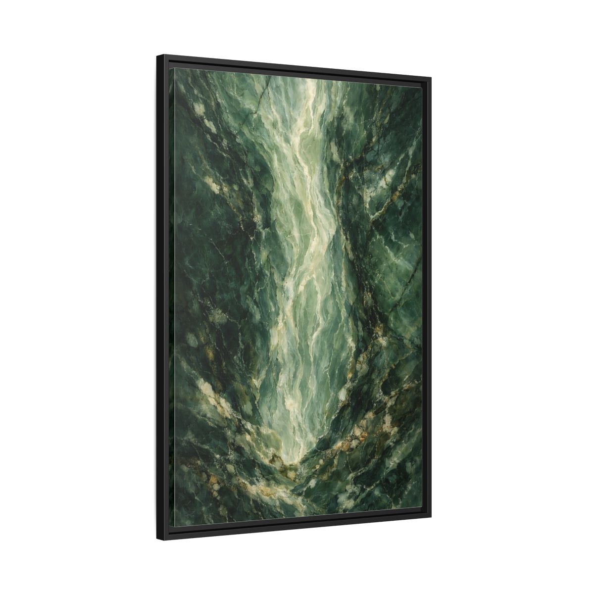 Side Mockup 13. Abstract Marble Texture Green Marble shown as stretched canvas wall art