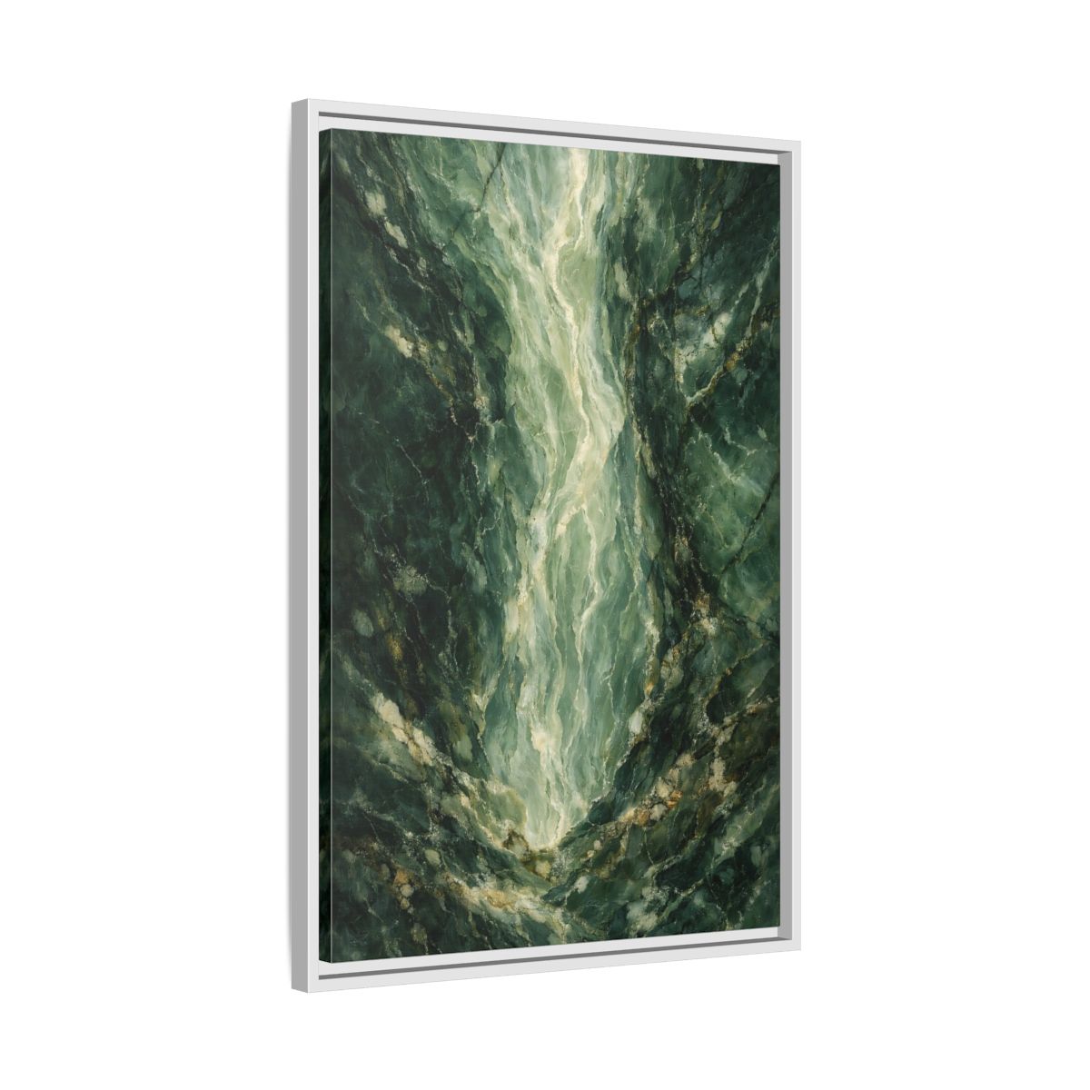 Side Mockup 11. Abstract Marble Texture Green Marble shown as stretched canvas wall art