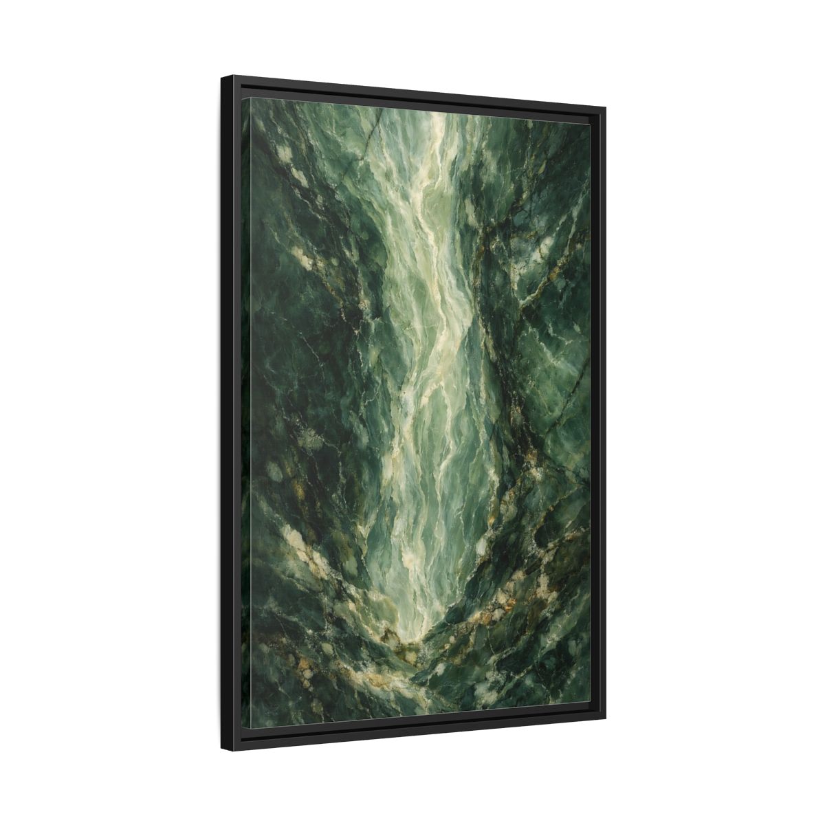 Side Mockup 14. Abstract Marble Texture Green Marble shown as stretched canvas wall art