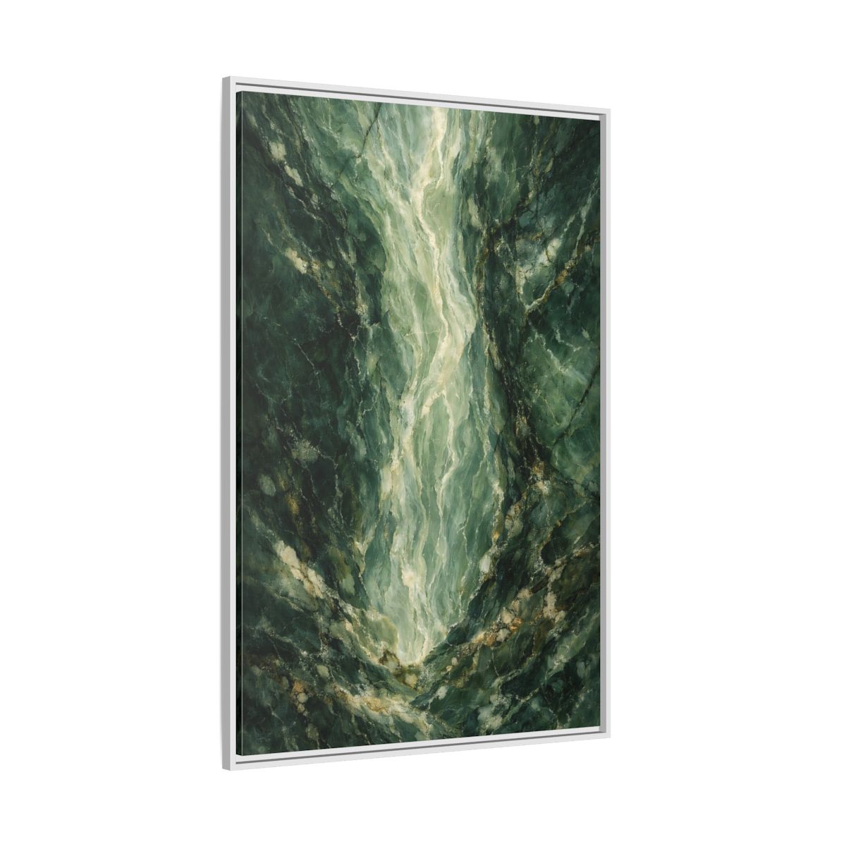 Side Mockup 7. Abstract Marble Texture Green Marble shown as stretched canvas wall art