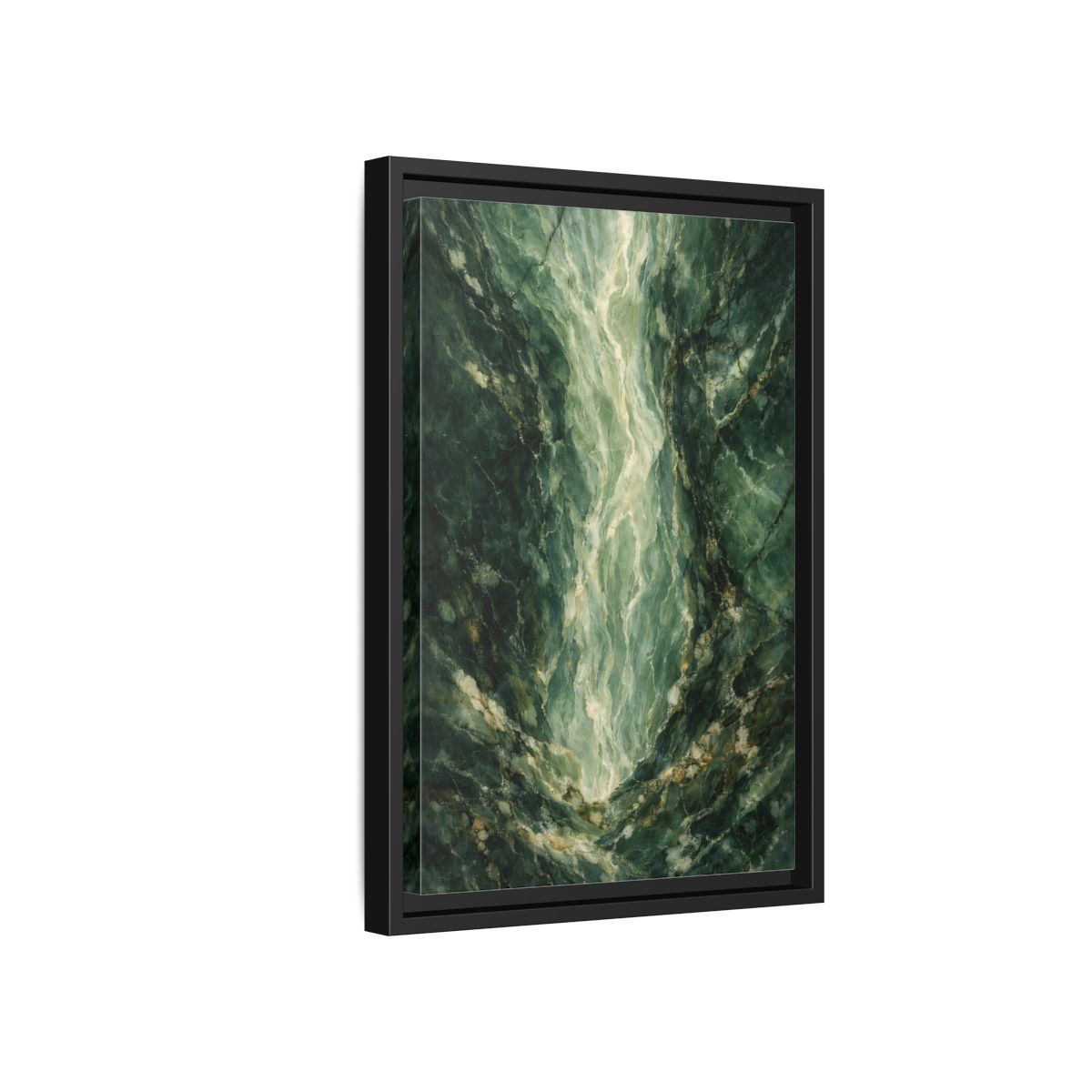 Side Mockup 6. Abstract Marble Texture Green Marble shown as stretched canvas wall art