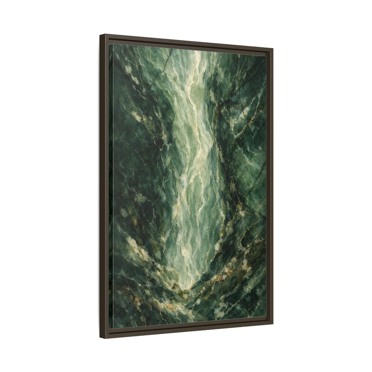 Side Mockup 12. Abstract Marble Texture Green Marble shown as stretched canvas wall art