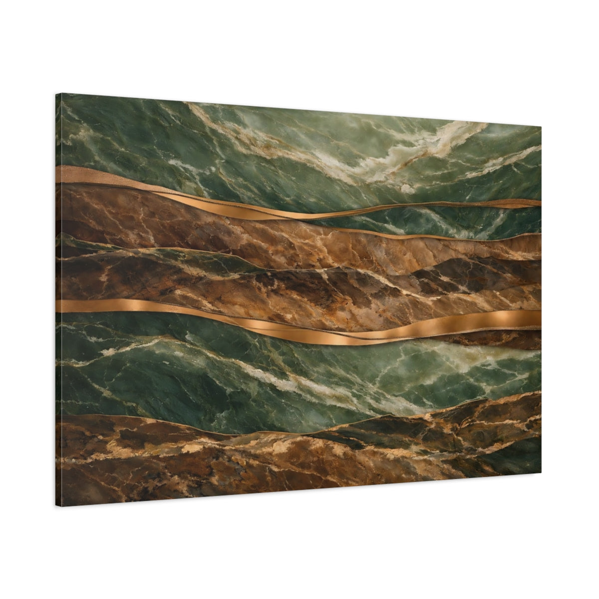 Main Mockup. Abstract Marble Texture Green Gold Marble shown as stretched canvas wall art