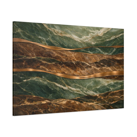 Main Mockup. Abstract Marble Texture Green Gold Marble shown as stretched canvas wall art