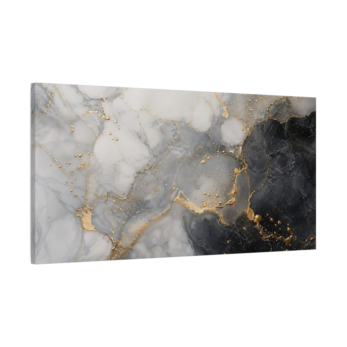 Main Mockup. Abstract Marble Texture Grey Gold Abstract shown as stretched canvas wall art