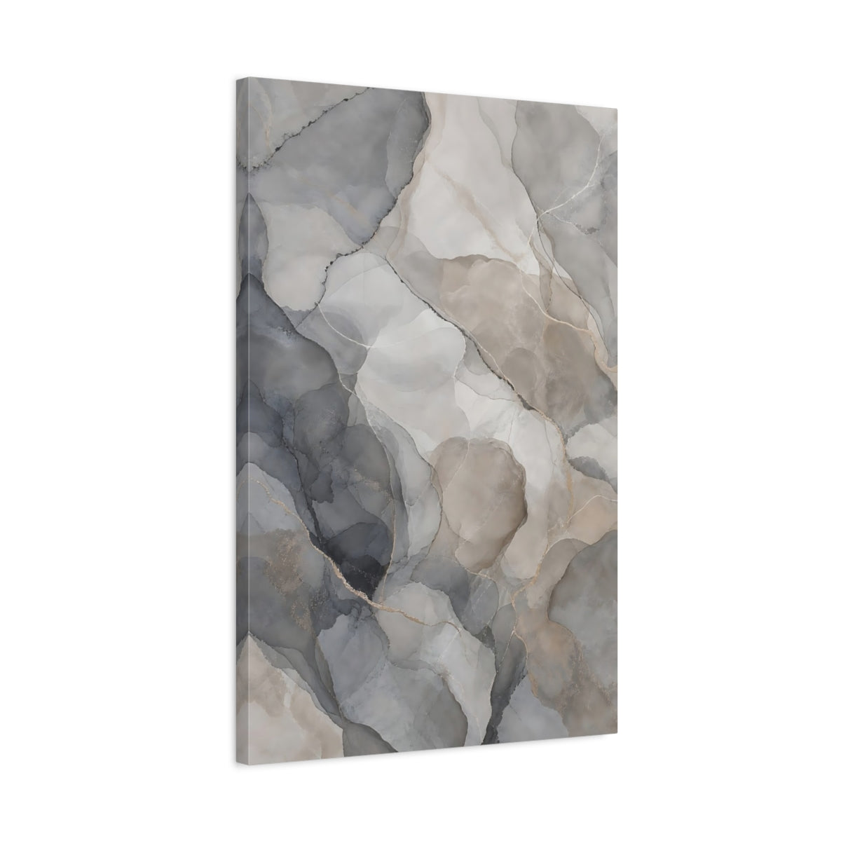 Side Mockup 2. Abstract Marble Texture Grey Gold Abstract shown as stretched canvas wall art