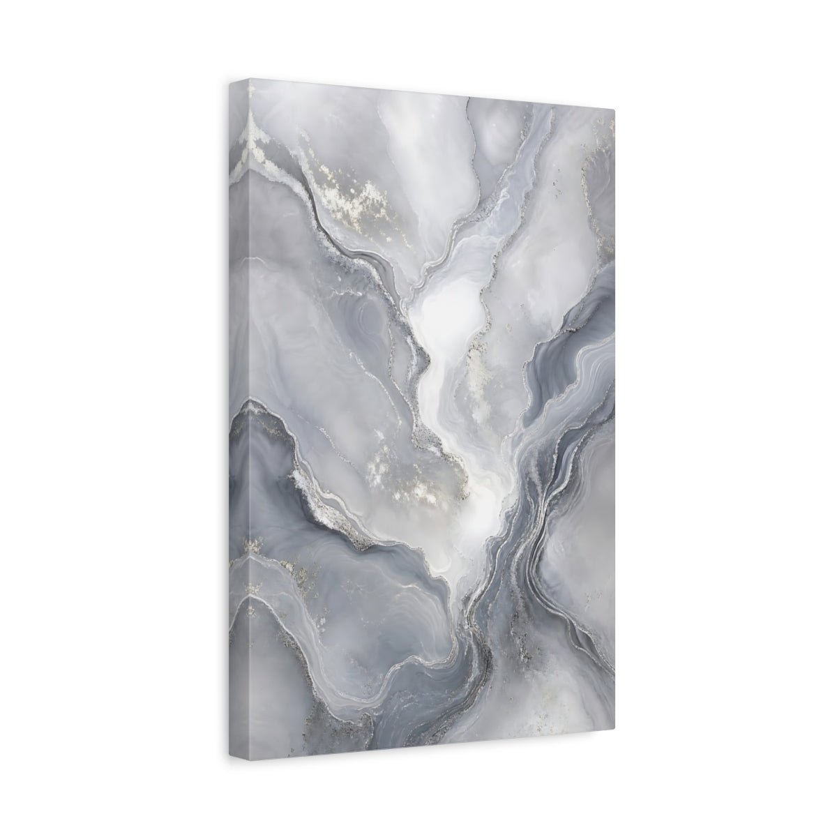 Abstract Marble Texture Grey Silver Canvas Wall Art Print – Modern Living Room, Above Console Table - YesArtYes