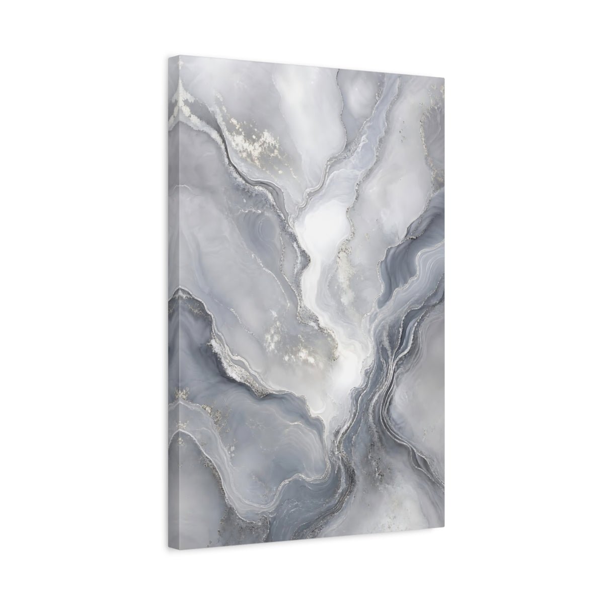 Abstract Marble Texture Grey Silver Canvas Wall Art Print – Modern Living Room, Above Console Table - YesArtYes