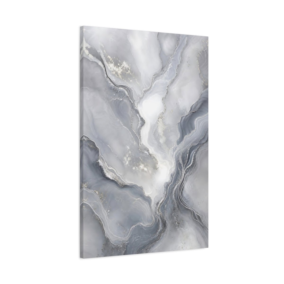 Abstract Marble Texture Grey Silver Canvas Wall Art Print – Modern Living Room, Above Console Table - YesArtYes
