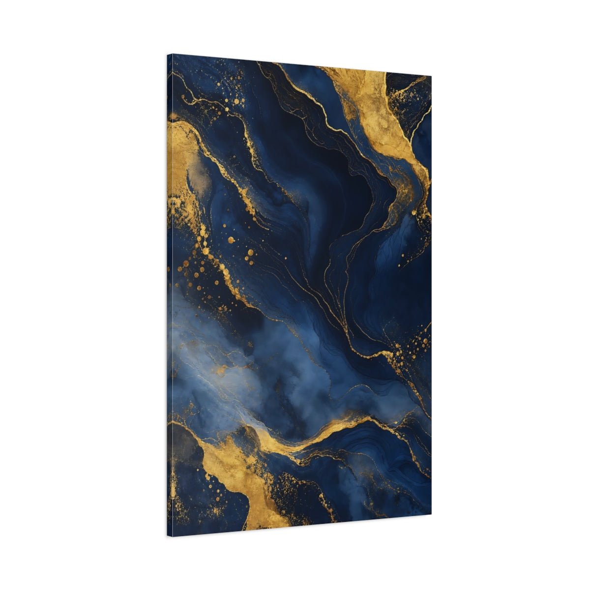 Abstract Marble Texture Navy Gold Canvas Print – Modern Decor for Living Room, Above Sofa - YesArtYes