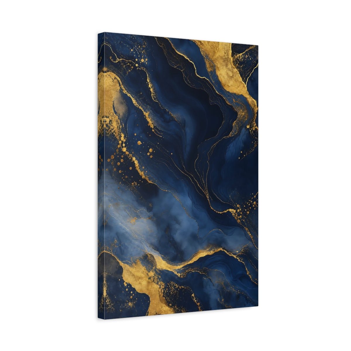 Abstract Marble Texture Navy Gold Canvas Print – Modern Decor for Living Room, Above Sofa - YesArtYes