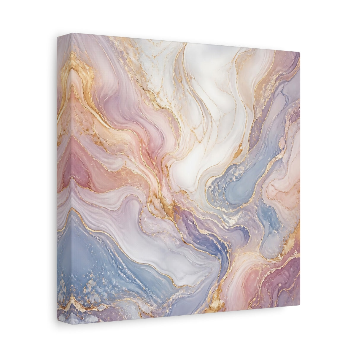 Side Mockup 9. Abstract Marble Texture Pastel Gold Marble shown as stretched canvas wall art