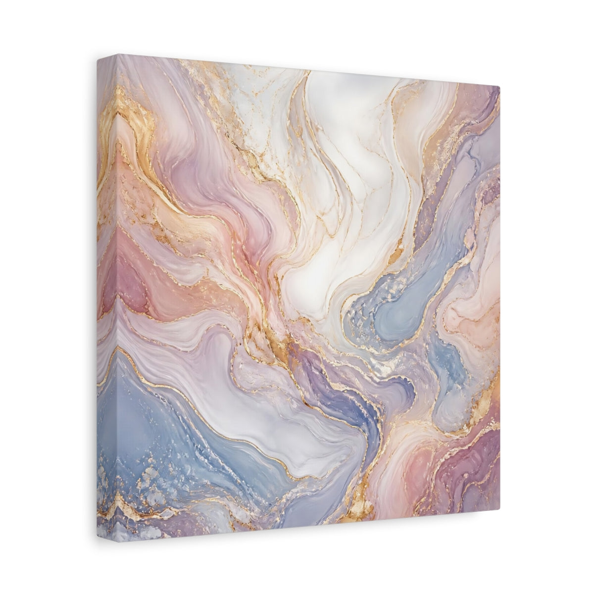 Side Mockup 8. Abstract Marble Texture Pastel Gold Marble shown as stretched canvas wall art