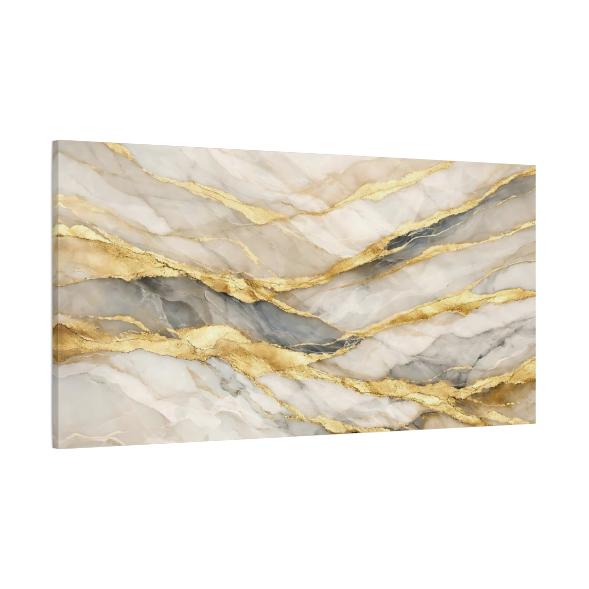 Main Mockup. Abstract Marble Texture White And Gold Marble shown as stretched canvas wall art
