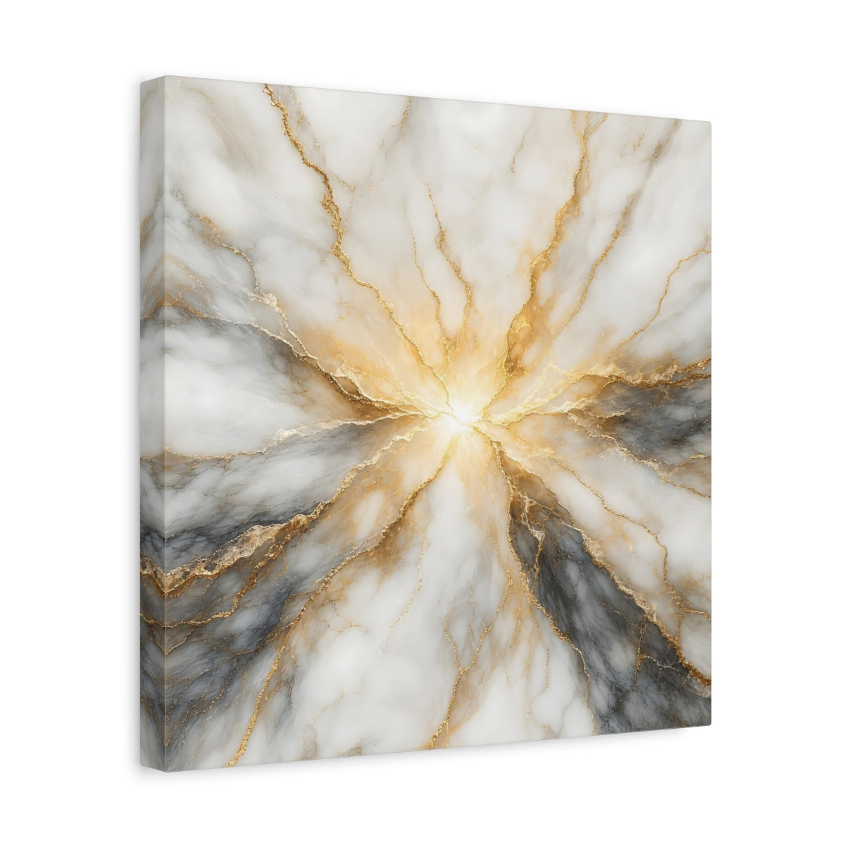 Side Mockup 7. Abstract Marble Texture White Gold Marble shown as stretched canvas wall art