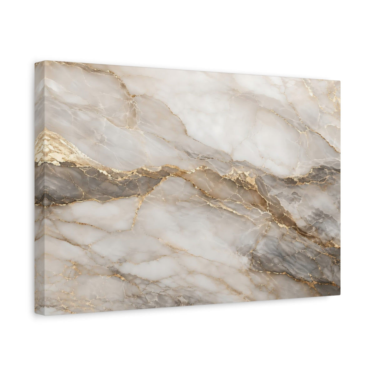 Side Mockup 4. Abstract Marble Texture White Gold Marble shown as stretched canvas wall art