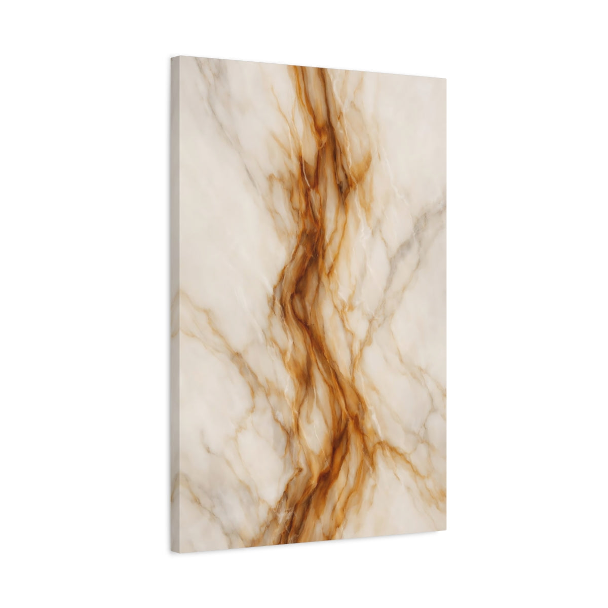 Side Mockup 2. Abstract Marble Texture White Gold Marble shown as stretched canvas wall art
