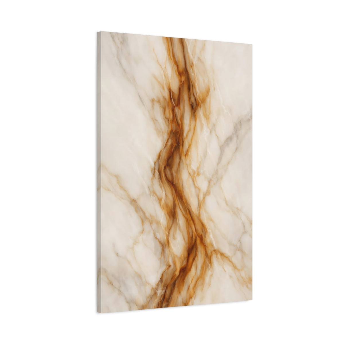 Side Mockup 1. Abstract Marble Texture White Gold Marble shown as stretched canvas wall art